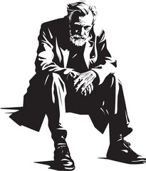 Waning Wisdom Emblematic Vector Icon Crestfallen Counselor Iconic Emblem of Depressed Insight