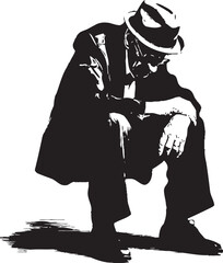 Weary Wanderer Emblematic Vector Icon Elder Echoes Symbol of Times Passing