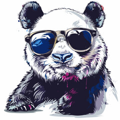 Panda bear in sunglasses. Vector illustration of a panda bear.