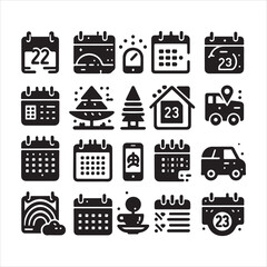 Naklejka premium Calendar schedule planner icons set, simple style Pro Vector