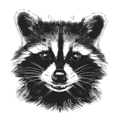 Portrait of raccoon for tattoo or T-shirt design.