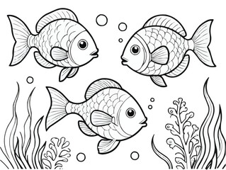 Coloring book page of fish line art  vector customized design on different variant