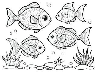 Coloring book page of fish line art  vector customized design on different variant - obrazy, fototapety, plakaty