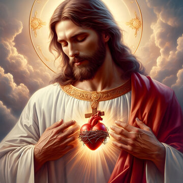 Jesus Christ merciful heart oil painting
