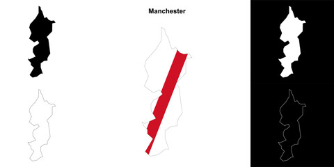 Manchester blank outline map set - obrazy, fototapety, plakaty