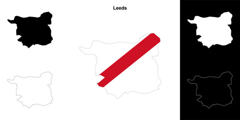 Leeds blank outline map set