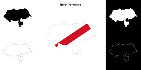 North Yorkshire blank outline map set