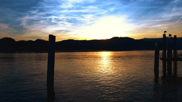 Relaxing sunset in Angera on Lake Maggiore.
