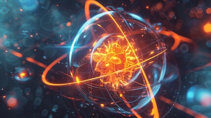 Nuclear fusion concept illustrating the potential for endless energy and future electricity technologies - obrazy, fototapety, plakaty
