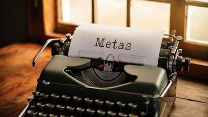 Máquina de escribir, en el papel está escrita la palabra Metas - obrazy, fototapety, plakaty