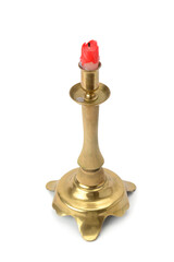 candlestick and candle isolated on a white - 784765053