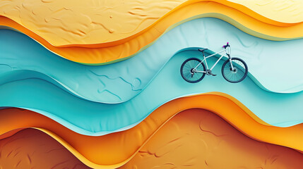 World bicycle day concept International holiday june 3, 3d bicycle on pastel background Environment preserve. blur nature background, banner, card, poster with text space - obrazy, fototapety, plakaty