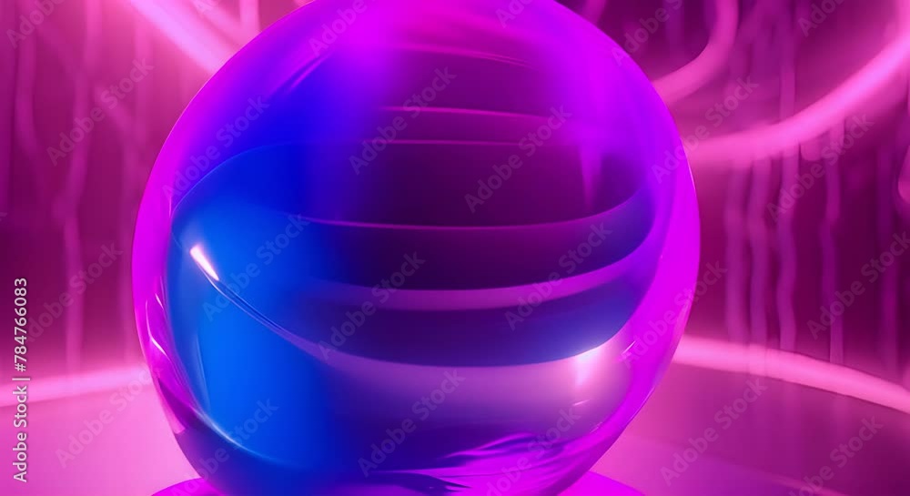 Poster neon shape futuristic deform 3d render abstract art video of surreal 3d ball or sphere in curve wavy