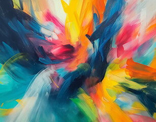 Vibrant Contemporary Abstract Art Collection, Expressive Paintings with Dynamic Textures and Bold Color Contrasts, oil, gouache paint