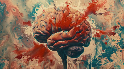 mental health awareness , human brain with his inner anxiety and depression shadow, Self care, love, acceptance concept.Mental health issue, feeling of frustrated, anxiety, 13 may,