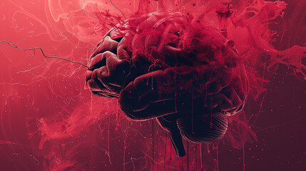 mental health awareness , human brain with his inner anxiety and depression shadow, Self care, love, acceptance concept.Mental health issue, feeling of frustrated, anxiety, 13 may,