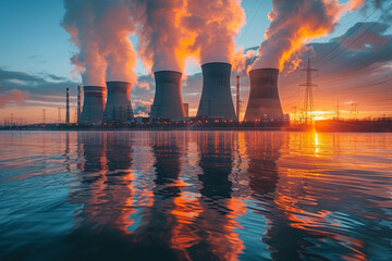 Investing in nuclear power infrastructure to meet the increasing demand for clean and reliable energy. Concept of energy infrastructure. Generative Ai.