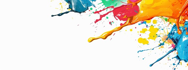 Contemporary Graffiti Chaotic Paint Splashes on White Background Banner