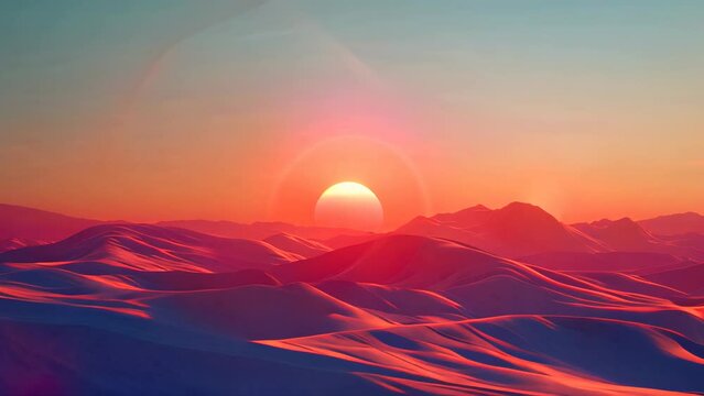 Sunset over sand dunes.  Desert nature and beauty concept for design and print