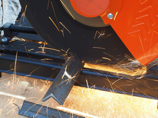 Sparks from cutting metal with angle grinder. Sparks while grinding iron.
The concept of locksmith...