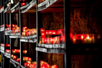 Offering candles in a Catholic church