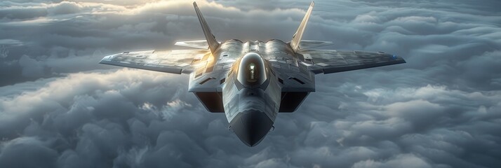 Futuristic fighter plane taking flight, embodying the latest advancements in aerial warfare.