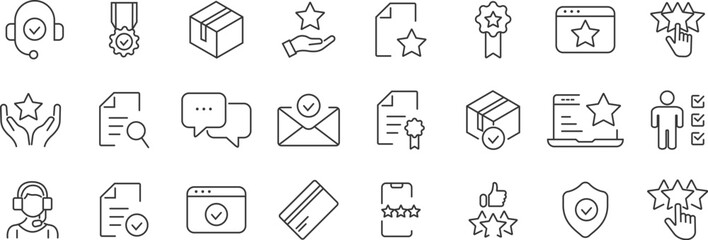 Set of outline icons about marketing process, finance. Collection of simple black symbols. Vector illustration. EPS 10