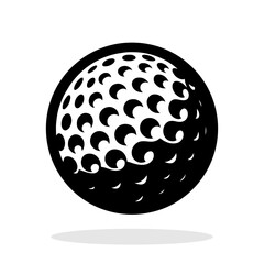 Golf ball icon. Black and white golf ball icon isolated on white