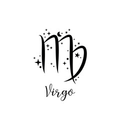 Virgo zodiac sign with moon and stars