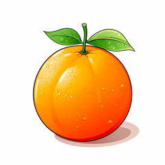 orange with leaves illustration 