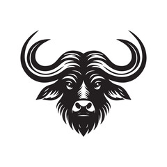 black and white stylized buffalo head silhouette