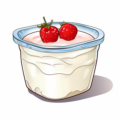 yogurt with strawberries illustrations 