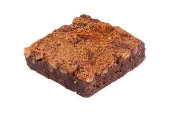 a brownie cake with chestnuts isolated on a transparent background at an angle without topping