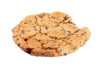 a homemade baked cookie chocochip chocolate isolated on transparent background angled