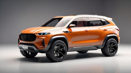 Luxury Automotive. Expensive Car. Concept Car. Orange SUV