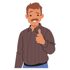Mature Man Directs Attention With A Pointed Index Finger, Engaging The Viewer With Confident Gesture Vector Illustration