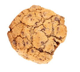 a homemade baked cookie chocochip chocolate isolated on transparent background top view
