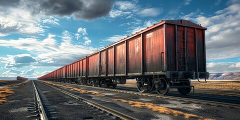 Fototapeta na wymiar freight train on rails Generative AI