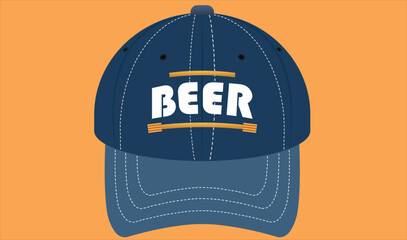 Denim blue cap with white "beer" lettering