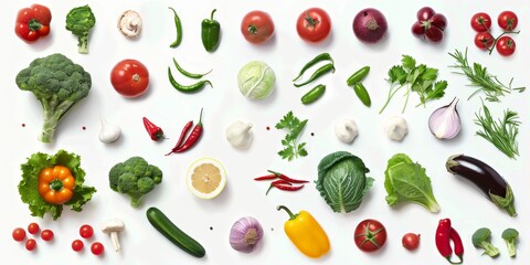 vegetable and fruit on a white background Generative AI - obrazy, fototapety, plakaty
