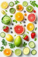 vegetable and fruit on a white background Generative AI