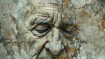 rough textured cracked face art of old man World Schizophrenia Day on may 24 business brochure flyer banner design autism, Stroke, Epilepsy and alzheimer awareness, seizure disorder, stroke, ADHD