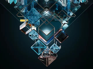 Foto op Plexiglas Diseño con cubos luminosos, concepto futurista, tecnología y ciber espacio © Leonardo