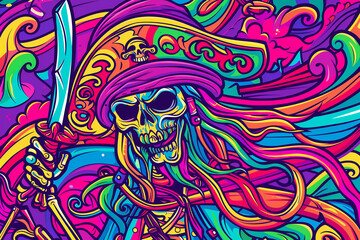 A psychedelic Pirate. Generative AI