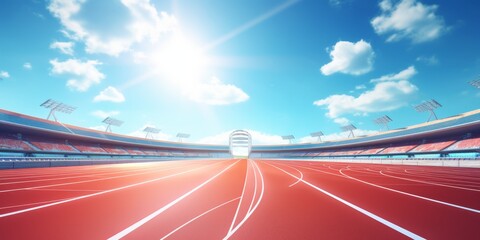 Red running track at the stadium Generative AI