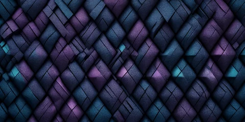 Poster Verflochtene geometrische Formen in dunklen Blau- und Lilatönen © StockFabi