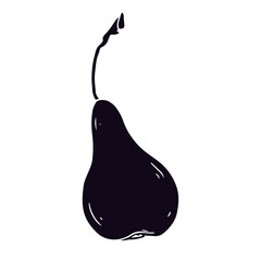 Silhouette, stamp of pear fruit.Vector graphics.