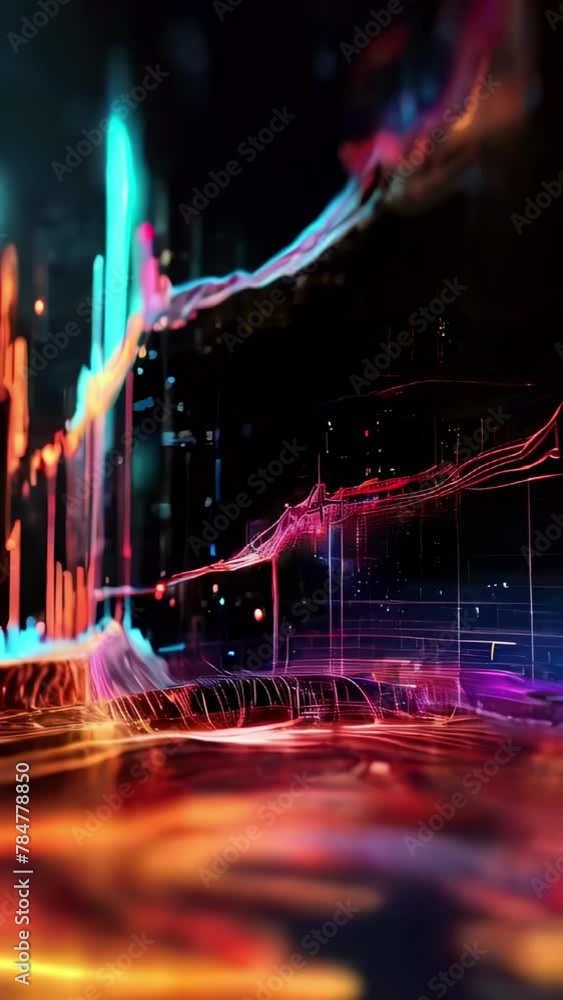 Poster luminous cyber data streams with neon light lines. neon tracing of network activity. concept of digi