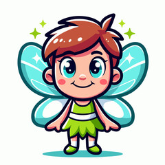 Fototapeta premium Cartoon Fairy, Magical, Fantasy Wings, Isolated on White.