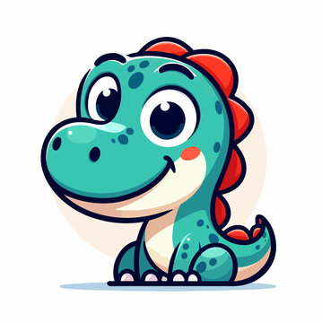 Cartoon Dinosaur, Friendly, Prehistoric Creature Illustration, Isolated on White, dracon